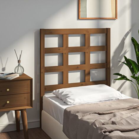 Tête de lit pour lit simple, Cadre de lit, Tableau décoratif de chevet Marron miel 80,5x4x100 cm Bois massif de pin CDE71412 (1/5)