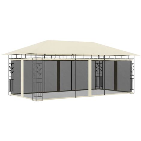 Belvédère de Jardin avec moustiquaire 6x3x2,73 m Crème - DH23130 (1/5)