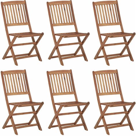 6 pcs Chaises pliables d'extérieur, Chaises de jardin à dîner, Fauteuils de jardin Bois d'acacia solide BGT67604 (1/5)