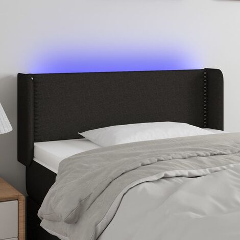 Tête de lit à LED pour lit simple, Cadre de lit, Tableau décoratif de chevet Noir 83x16x78/88 cm Tissu CDE45317 (1/5)