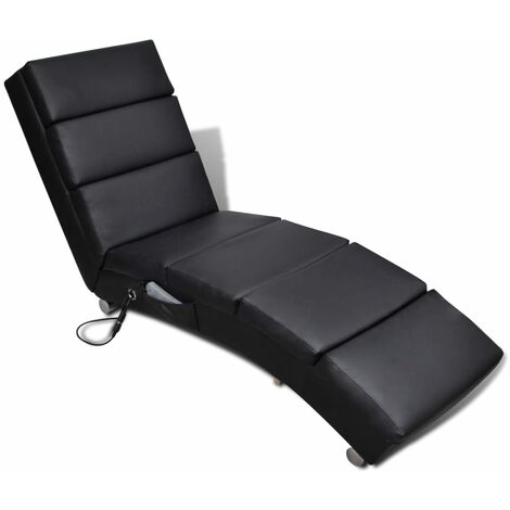 Chaise longue de massage Bain de soleil Transat de relaxation Noir Similicuir BSRHS180228 (1/5)