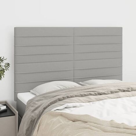 4 pcs Têtes de lit avec oreilles, Tableau décoratif de chevet élégante Gris clair 72x5x78/88 cm Tissu SDG22678 (1/5)