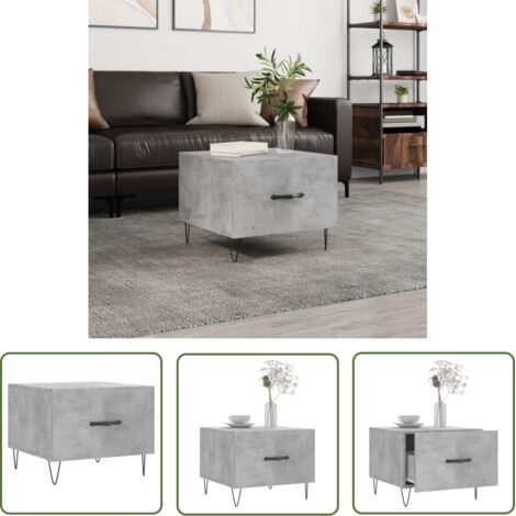 The Living Store Table basse gris béton 50x50x40 cm bois d'ingénierie - Table Basse - Meuble Salon - Table D'appoint - Table Design - Table Grise (1/5)