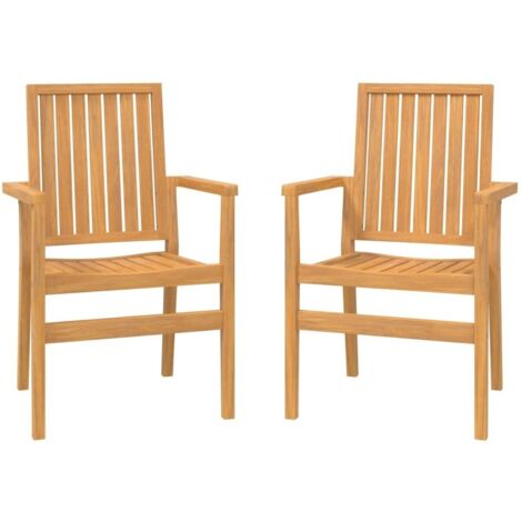 Lot de 2 fauteuils de jardin empilables en teck massif PACCA (1/5)