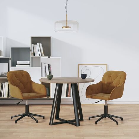 Chaises à manger, Chaises à dîner, Fauteuils de Relaxation pivotantes lot de 2 Marron Velours BGT30399 (1/5)