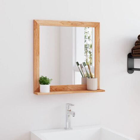 Miroir mural  Miroir déco pour Salle de bain Salon Chambre ou Dressing 55x55 cm Bois massif de noyer 95397 (1/5)