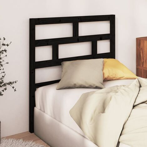 Tête de lit pour lit simple, Cadre de lit, Tableau décoratif de chevet Noir 81x4x100 cm Bois massif de pin CDE48263 (1/5)