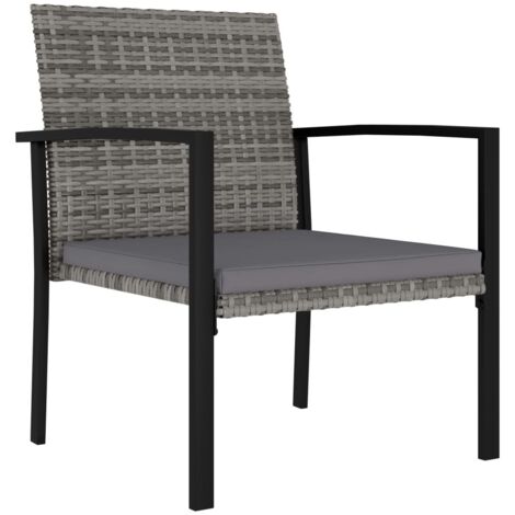 INLIFE Chaises de salle à manger de jardin 4 pcs Résine tressée Gris (1/5)
