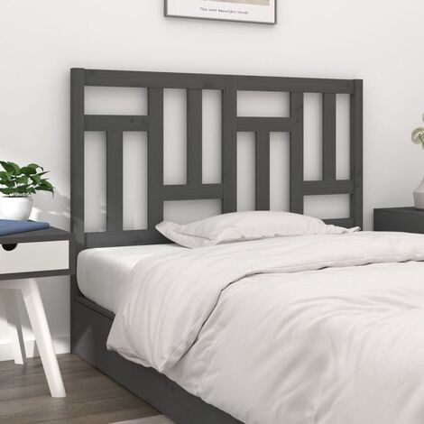 Tête de lit pour lit double, Cadre de lit, Tableau décoratif de chevet Gris 125,5x4x100 cm Bois massif de pin CDE64166 (1/5)