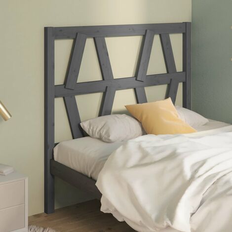 Tête de lit pour lit simple, Cadre de lit, Tableau décoratif de chevet Gris 106x4x100 cm Bois massif de pin CDE82856 (1/5)