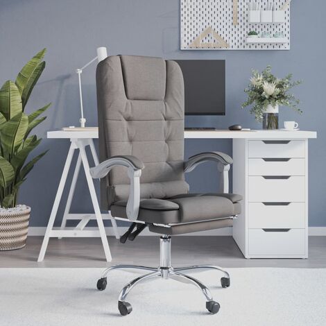 Fauteuil de massage inclinable de bureau, Chaise de bureau, Chaise pivotante hauteur réglable Taupe Tissu ZSD17858 (1/5)