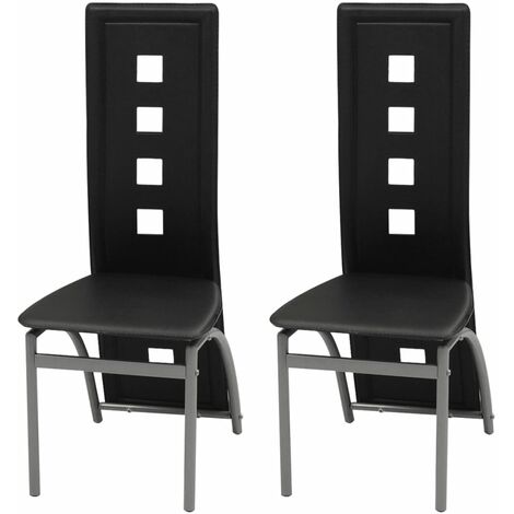 Chaises à manger, Chaises à dîner, Fauteuils de Relaxation lot de 2 noir similicuir BGT37007 (1/5)