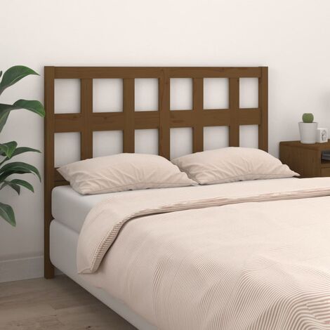 Tête de lit pour lit double, Cadre de lit, Tableau décoratif de chevet Marron miel 125,5x4x100 cm Bois massif de pin CDE74744 (1/5)