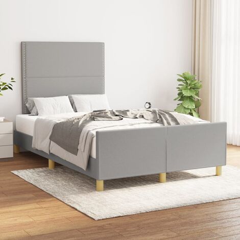 Lit adulte avec tête de lit - Cadre de lit - Lit simple Gris clair 120x200 cm Tissu -99113 (1/5)
