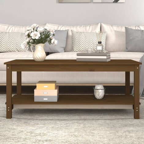 Table Basse de Salon Élégante,Table Canapé Marron miel 110x55x45 cm Bois massif de pin -FR31011 (1/5)