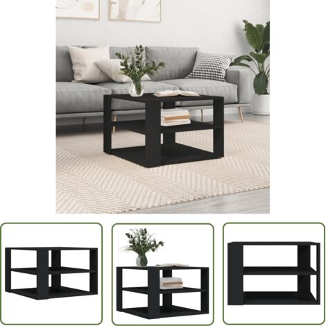The Living Store Table basse noir 59,5x59,5x40 cm bois d'ingénierie - Table Basse - Meuble Salon - Table D'appoint - Design Moderne - Bois D'ingénierie (1/5)