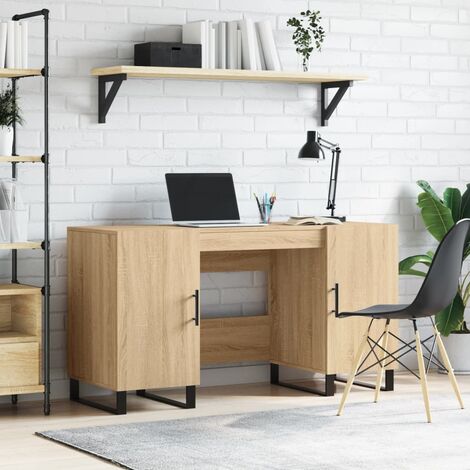 Bureau Informatique, Table de travail, Meuble de Bureau chêne sonoma 140x50x75 cm bois d'ingénierie HYB47271 (1/5)