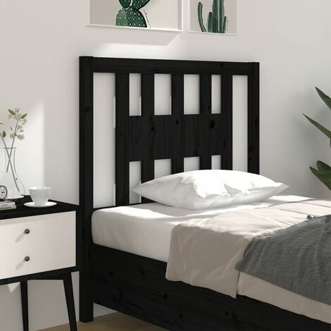 Tête de lit pour lit simple, Cadre de lit, Tableau décoratif de chevet Noir 96x4x100 cm Bois massif de pin CDE61346 (1/5)