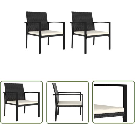 The Living Store Chaises à manger de jardin lot de 2 Résine tressée Noir - Chaise De Jardin - Chaise Extérieure - Mobilier De Jardin - Set De Chaises - Chaises Modernes (1/5)