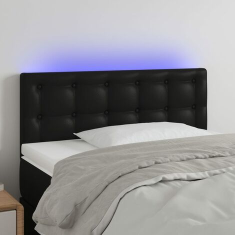 Tête de lit à LED pour lit simple, Cadre de lit, Tableau décoratif de chevet Noir 100x5x78/88 cm Similicuir CDE68391 (1/5)