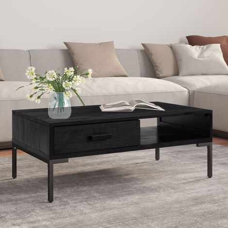 Table Basse de Salon Élégante,Table Canapé Noir 90x50x35 cm Bois de pin massif -FR72050 (1/5)