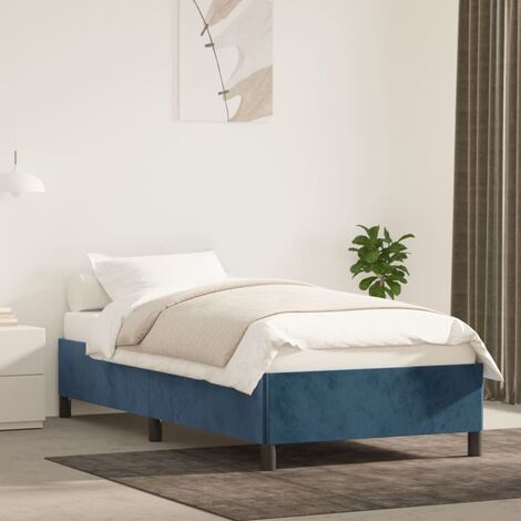 Lit adulte Moderne - Cadre de lit pour Adultes, Enfants pour Couchage Bleu foncé 90x200 cm Velours -74008 (1/5)