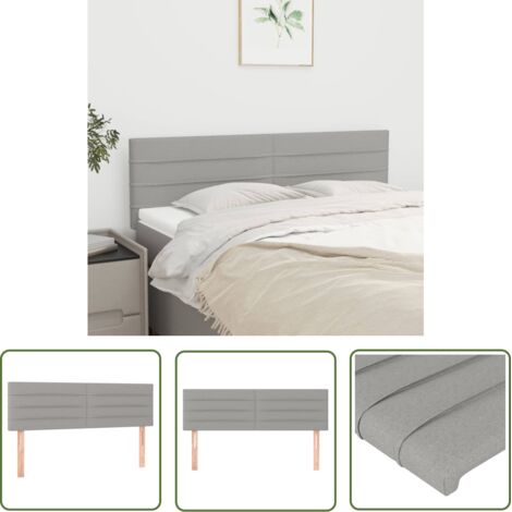 The Living Store Têtes de lit 2 pcs Gris clair 72x5x78/88 cm Tissu - Tête De Lit - Têtière De Lit - Literie - Meuble De Chambre - Décoration Chambre (1/5)