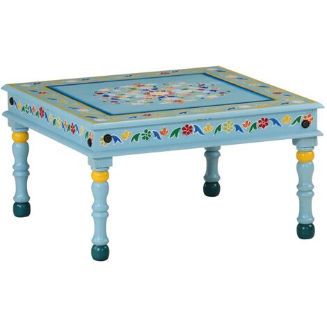 Table Basse de Salon Élégante,Table Canapé turquoise bois de manguier massif peint à la main -FR99033 (1/5)