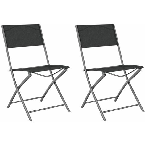 Lot de 2 Chaises d'extérieur pliables  Chaise de jardin  Fauteuil de jardin Noir Acier et textilène BSRHS685603 MaisonChic (1/5)