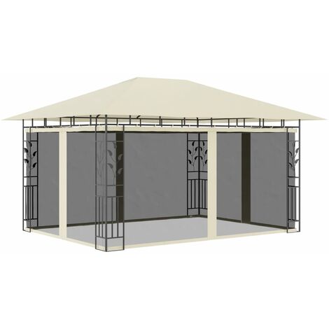 Belvédère de Jardin avec moustiquaire 4x3x2,73 m Crème 180 g/m² - DH93314 (1/5)