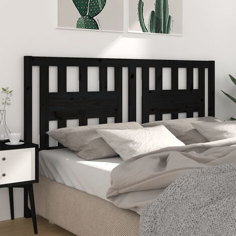 Tête de lit pour lit double, Cadre de lit, Tableau décoratif de chevet Noir 126x4x100 cm Bois massif de pin CDE76441 (1/5)