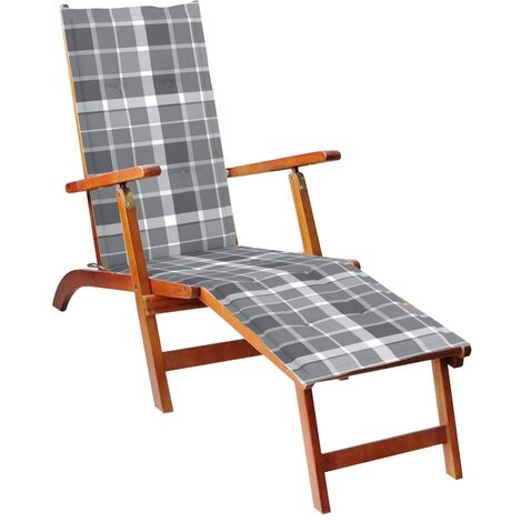 Chaise de terrasse, Fauteuil relax de jardin avec repose-pied et coussin Acacia solide BGT43775 (1/5)
