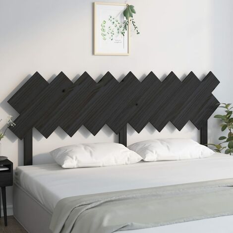 Tête de lit pour lit double, Cadre de lit, Tableau décoratif de chevet Noir 178x3x80,5 cm Bois massif de pin CDE75977 (1/5)