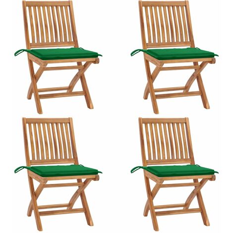 Lot de 4 Chaises pliables de jardin avec coussins,Fauteuils d'extérieur Teck solide -TF31190 (1/5)