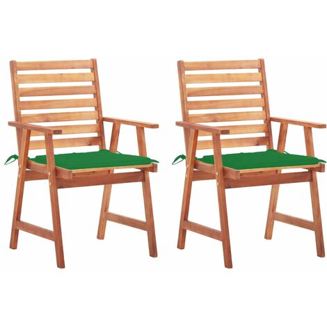 Chaises à dîner,Chaises à manger, Fauteuils de Relaxation d'extérieur 2 pcs avec coussins Acacia massif BGT33092 (1/5)