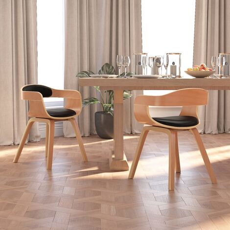 Chaises à manger, Chaises à dîner, Fauteuils de Relaxation lot de 2 noir bois courbé et similicuir BGT63490 (1/5)