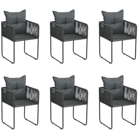 Lot de 6 Chaises de jardin Chaises d'extérieur  Fauteuil de Jardin avec oreillers Résine tressée Noir 66663 (1/5)