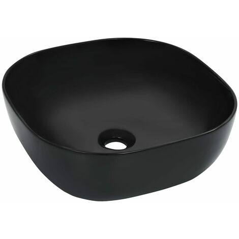 Vasque à poser Lavabo de salle de bain 42,5x42,5x14,5 cm Céramique Noir (1/5)