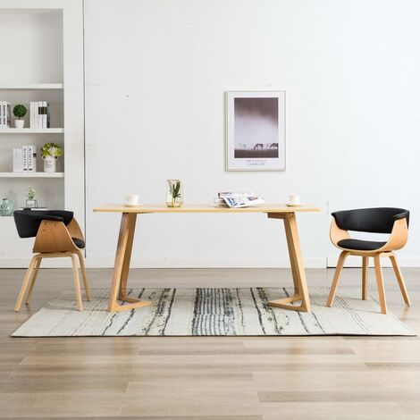 Lot de 2 Chaises de salle à manger - Chaises à dîner Noir Bois courbé et similicuir BV415991 - BonneVie (1/5)