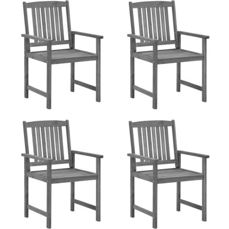 4 pcs Chaises de jardin avec coussins, Fauteuils Extérieur, Sièges confortable Gris Bois d'acacia massif BGT73842 (1/5)