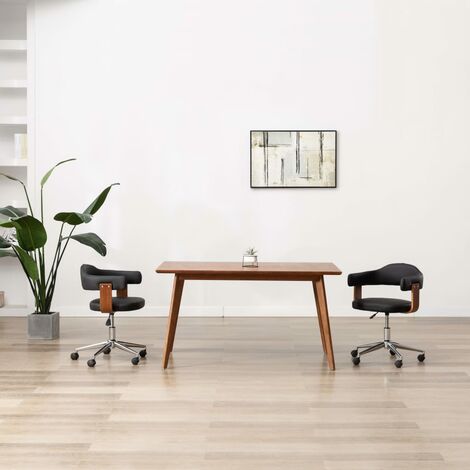 Chaises à manger, Chaises à dîner, Fauteuils de Relaxation pivotantes lot de 2 bois courbé et similicuir BGT56021 (1/5)