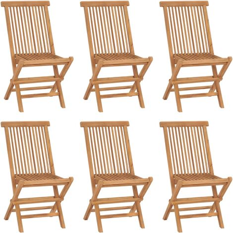 Lot de 6 Chaises pliables de jardin,Fauteuils d'extérieur Bois de teck solide -TF65232 (1/5)