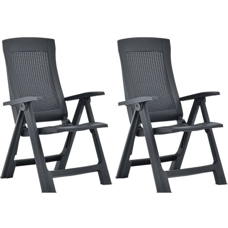 Lot de 2 Chaises inclinables de jardin Siège de Terrasse Fauteuil de jardin Plastique Anthracite DHNET4137820 (1/5)