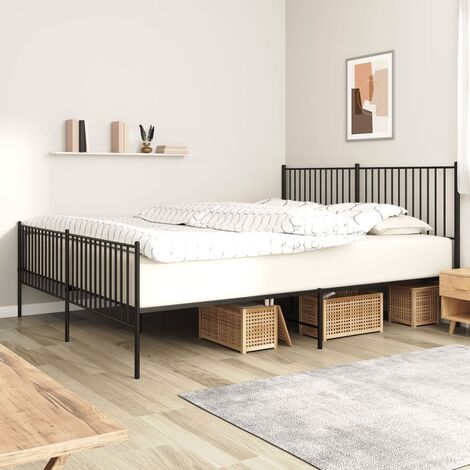Lit Adulte avec tête de lit magnifique - Cadre de lit métal pour Chambre,Matériau durable/pied de lit noir 193x203 cm -33845 (1/5)