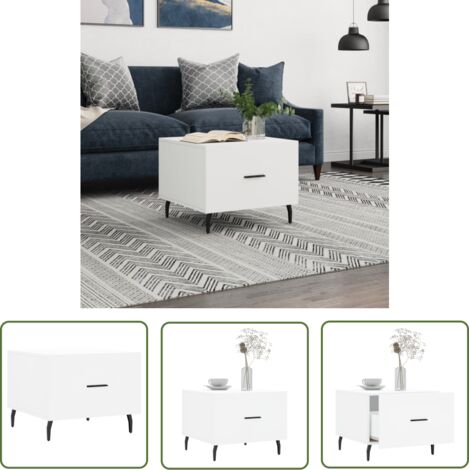 The Living Store Table basse blanc 50x50x40 cm bois d'ingénierie - Table Basse Blanche - Meuble Salon - Table D'appoint - Table Design - Mobilier Moderne (1/5)