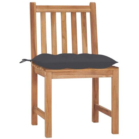 INLIFE Chaises de jardin 4 pcs avec coussins Bois de teck massif (1/5)