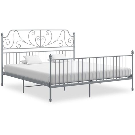 Lit double-200 x 200 cm, Cadre de lit, Lit adulte, Structure de lit Gris Métal PDKEI53381 (1/5)