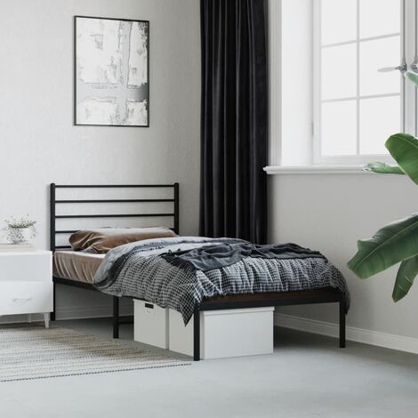 Lit Adulte avec tête de lit magnifique - Cadre de lit métal pour Chambre,Matériau durable noir 100x200 cm -85710 (1/5)