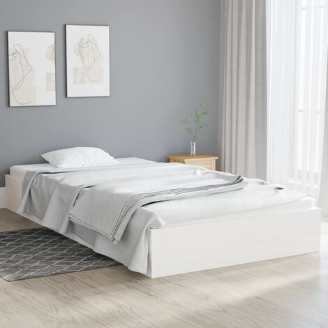 Lit adulte Moderne - Cadre de lit pour Adultes, Enfants pour Couchage blanc bois massif 100x200 cm -75595 (1/5)