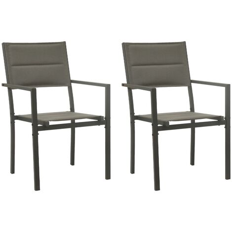 2 pcs Chaises de jardin, Chaises de terrasse, Fauteuils de Relaxationn Textilène et acier Gris et anthracite BGT86959 (1/5)